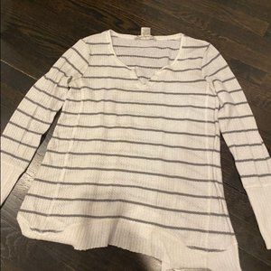 White long sleeve waffle knit shirt